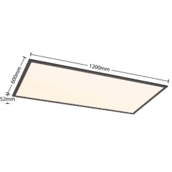 Panel LED Nelios de Lindby, 120 x 60 cm, CCT, negro, metal
