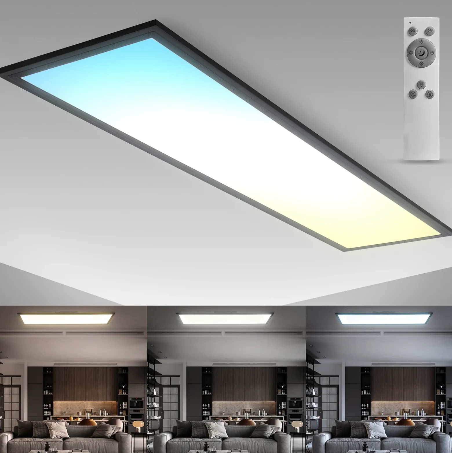 Panel LED Odin Control Remoto CCT, 100 x 25 cm, negro