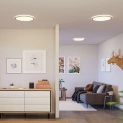 Panel LED Paulmann Atria Shine, Ø 42 cm, acabado madera, IP44, 4000 K,