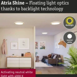 Panel LED Paulmann Atria Shine, Ø 42 cm, acabado madera, IP44, 4000 K,