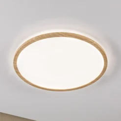 Panel LED Paulmann Atria Shine, Ø 42 cm, acabado madera, IP44, 4000 K,