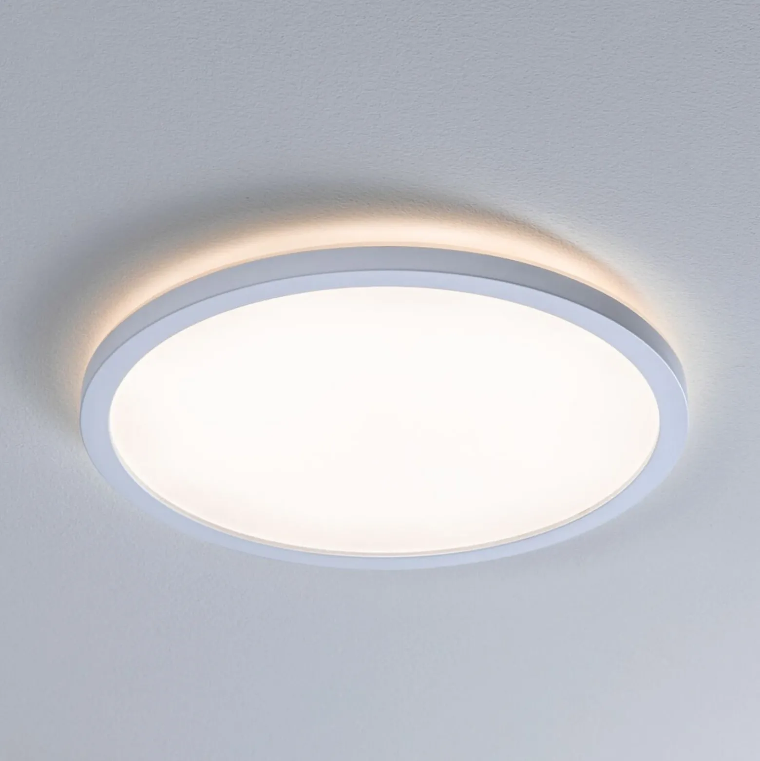 Panel LED Paulmann Atria Shine, Ø 29 cm, blanco, IP44, 3000 K, encendido/apagado