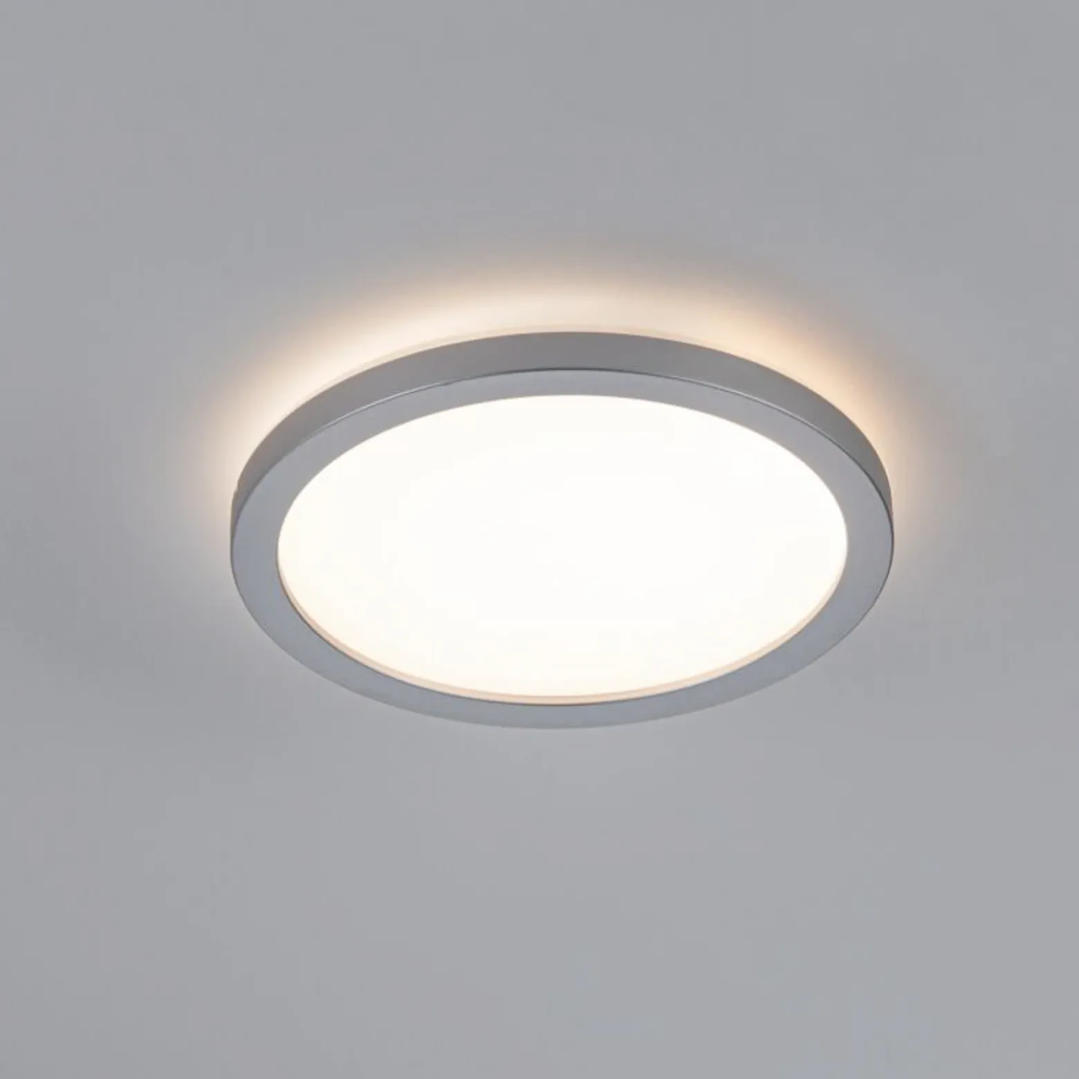 Panel LED Paulmann Atria Shine cromado, Ø 19 cm, 3000 K, encendido/apagado, IP20