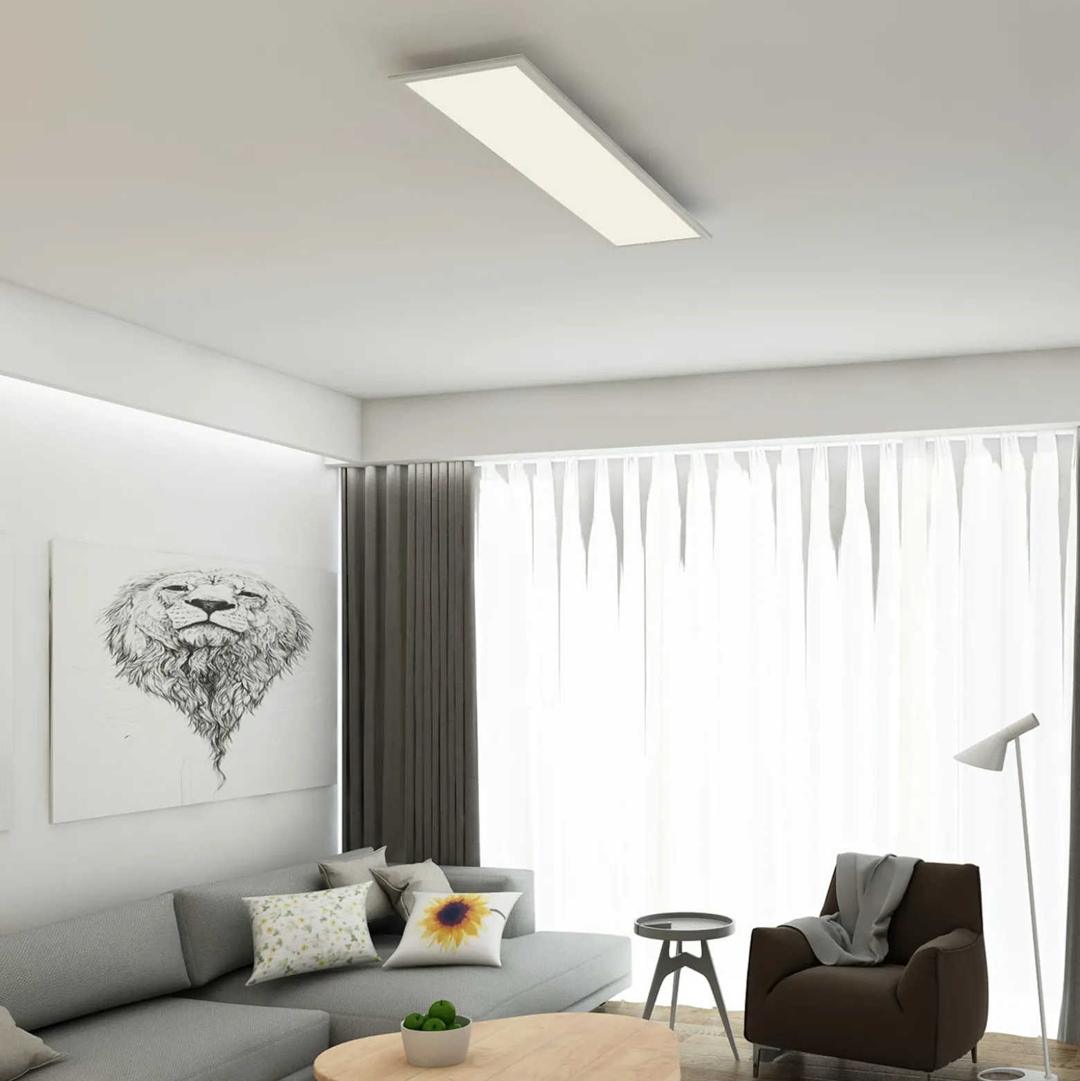 Panel LED Piatto, sensor, 119,5 x 29,5 cm