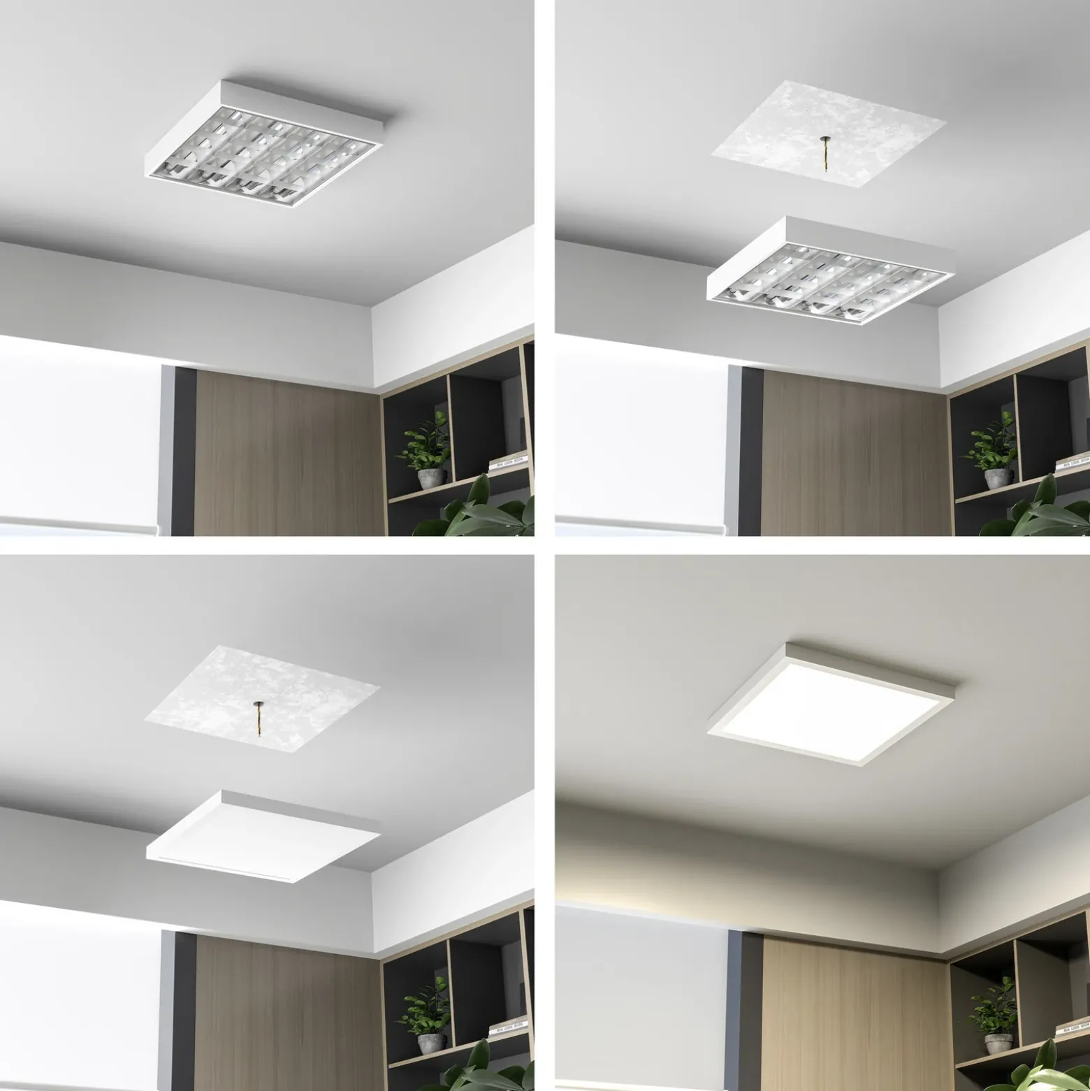 Panel LED PRO OFFICE SANO, 63 x 63 cm, DALI, blanco metal CCT