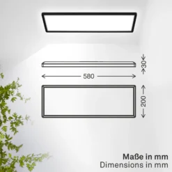 Panel LED Shallow on/off, 58 x 20 cm, negro, 840 Backlight