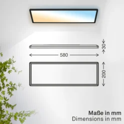 Panel LED Shallow Remote CCT, 58 x 20 cm, negro, retroiluminación