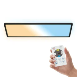 Panel LED Shallow Remote CCT, 58 x 20 cm, negro, retroiluminación
