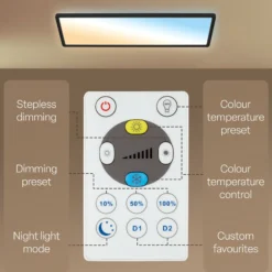 Panel LED Shallow Remote CCT, 58 x 20 cm, negro, retroiluminación