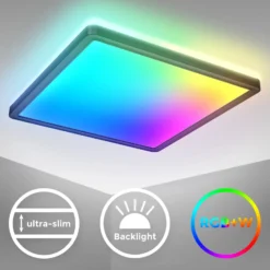 Panel LED Slim Control Remoto RGBW, 29 x 29 cm, negro, retroiluminación