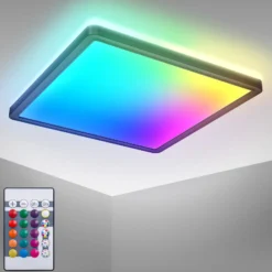 Panel LED Slim Control Remoto RGBW, 29 x 29 cm, negro, retroiluminación