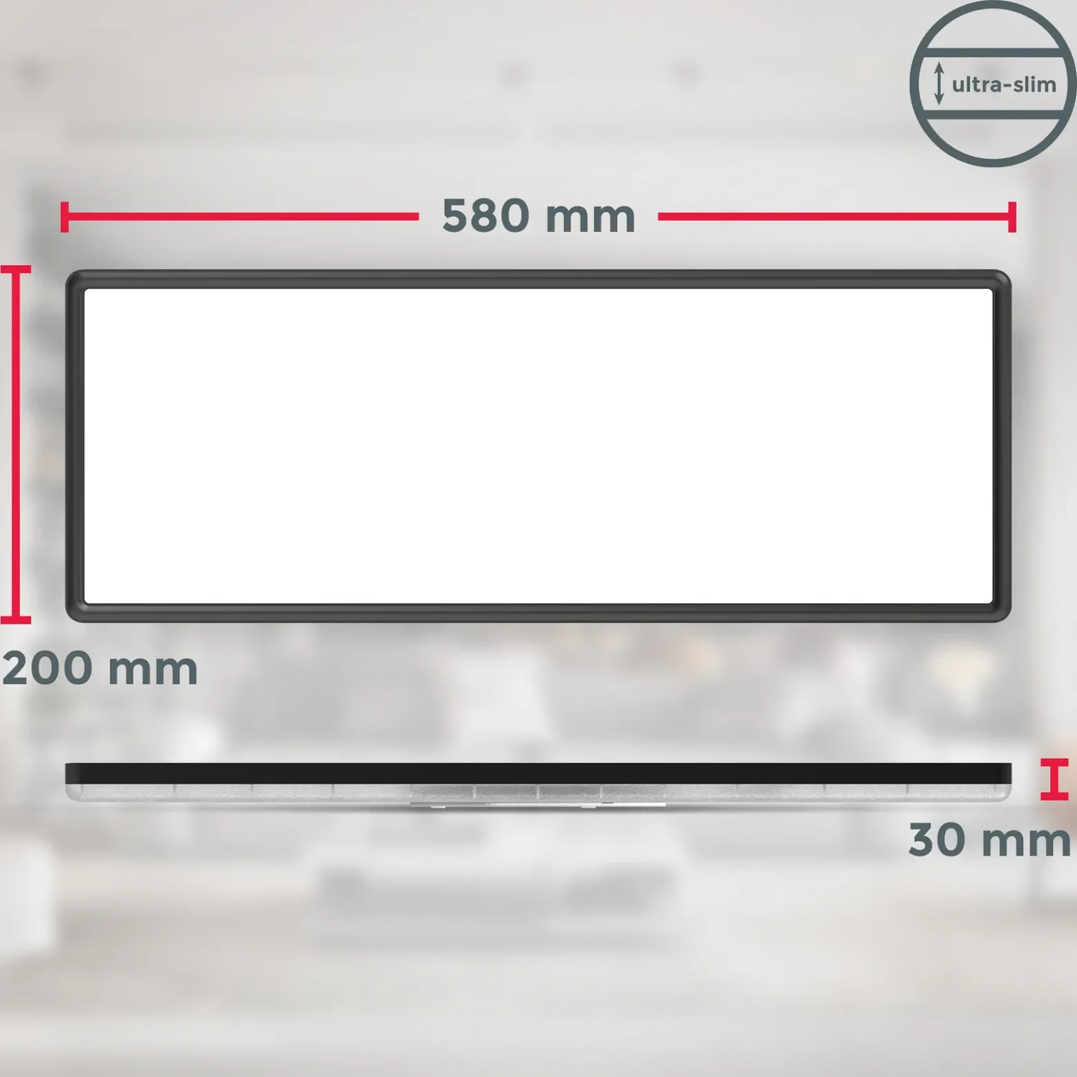 Panel LED Slim Control Remoto RGBW, 58 x 20 cm, negro, retroiluminación