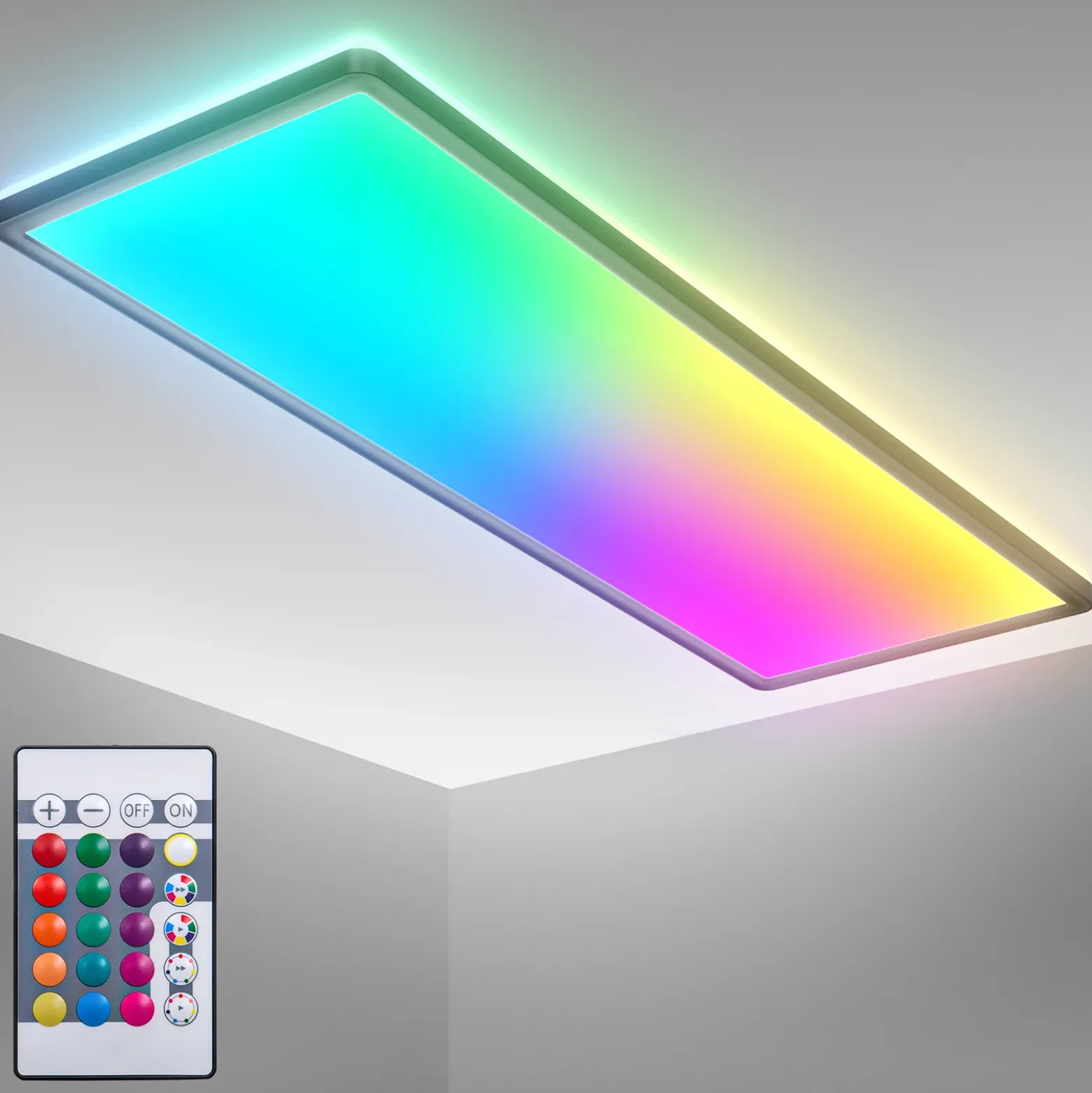 Panel LED Slim Control Remoto RGBW, 58 x 20 cm, negro, retroiluminación