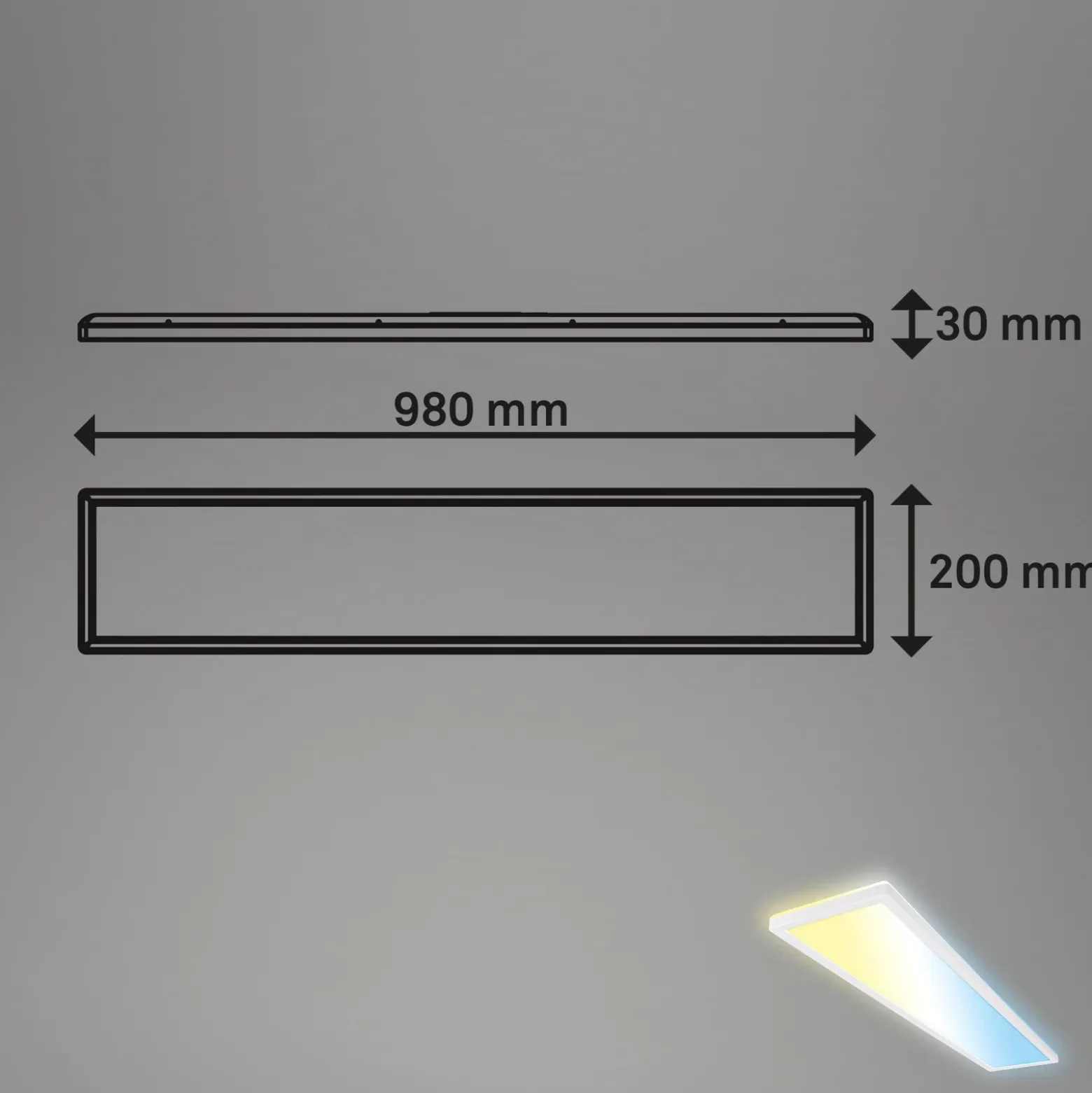 Panel LED Tava CCT, blanco, 98 x 20 cm, retroiluminado, plástico