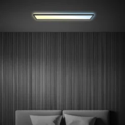 Panel LED Tava CCT, negro, 98 x 20 cm, retroiluminación de plástico