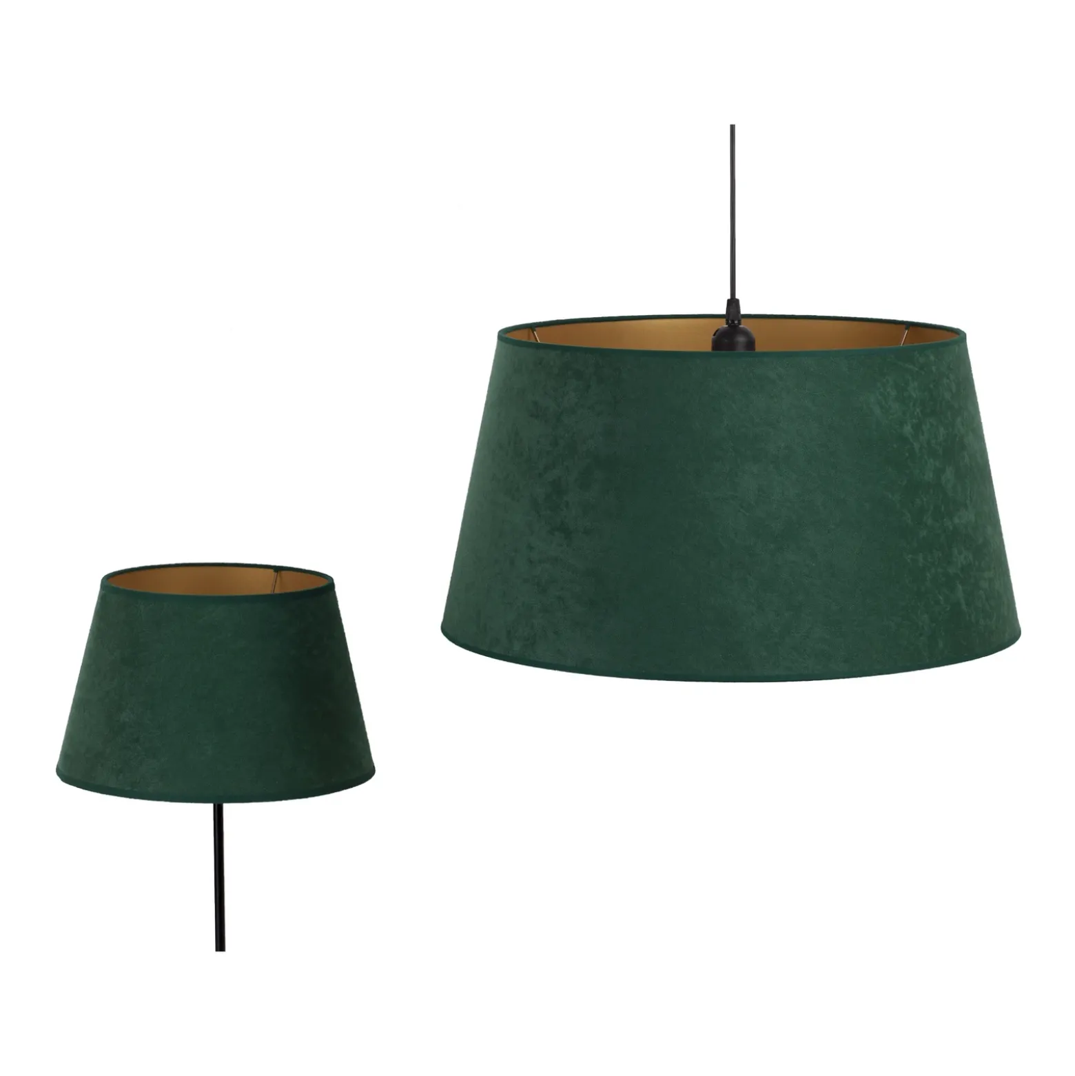 Pantalla Cone Altura 18 cm, verde oscuro/dorado