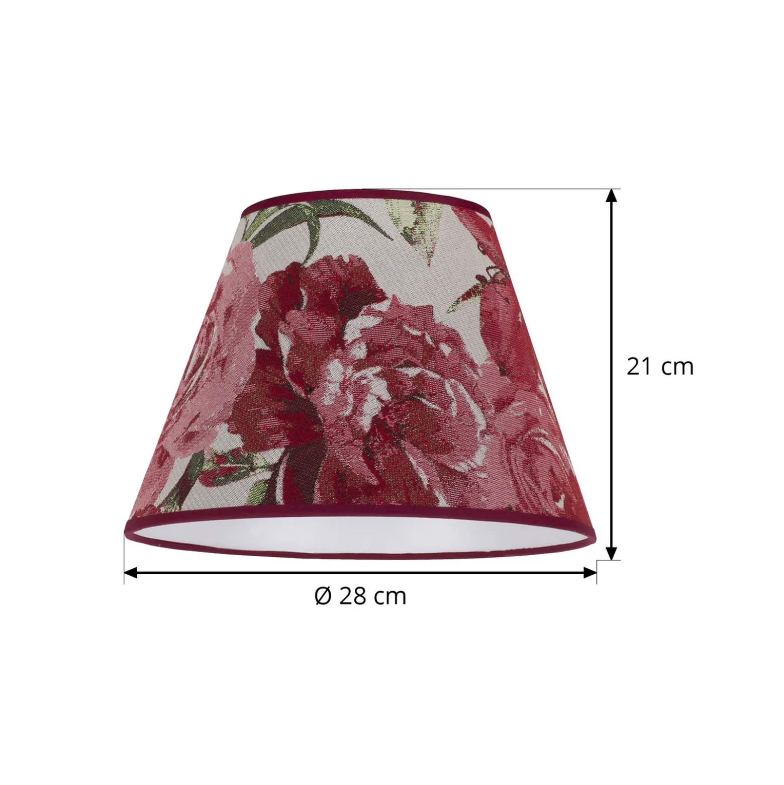 Pantalla de lámpara «Sofía», 21 cm de altura, con estampado floral rojo