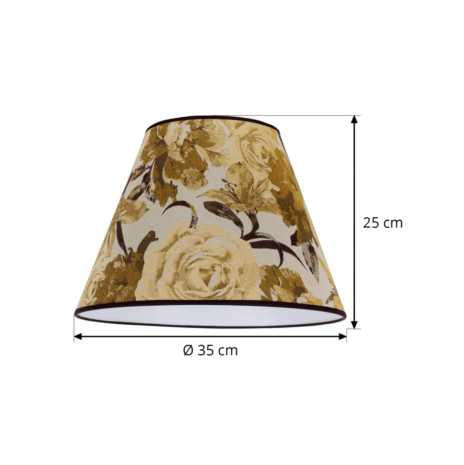 Pantalla de lámpara Sofia, altura 25 cm, estampado floral amarillo