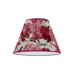 Pantalla de lámpara Sofia, altura 25 cm, estampado floral rojo