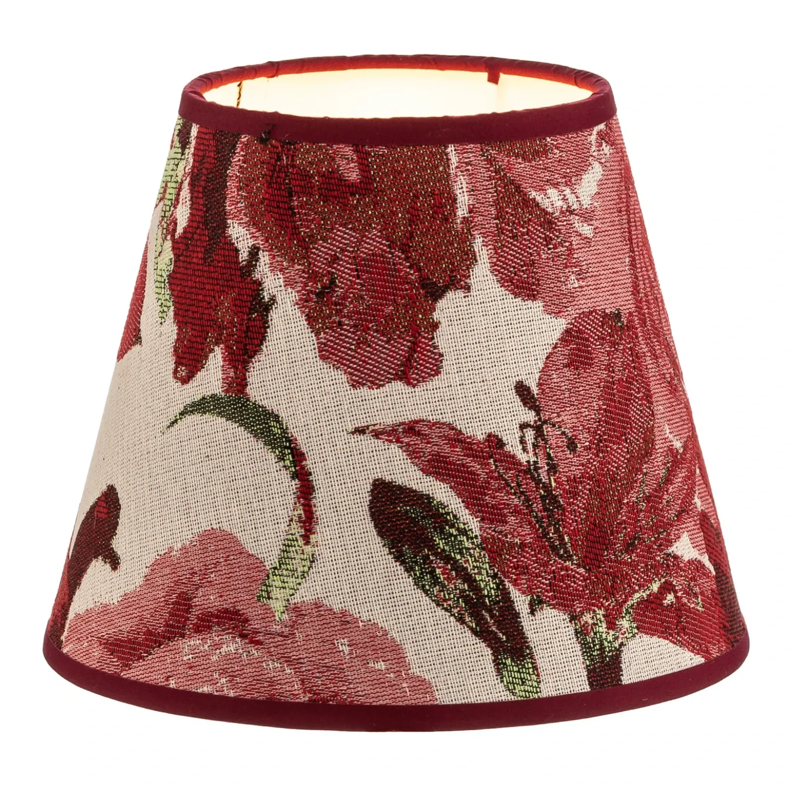 Pantalla de lámpara Sofia Altura 15,5 cm, estampado floral rojo