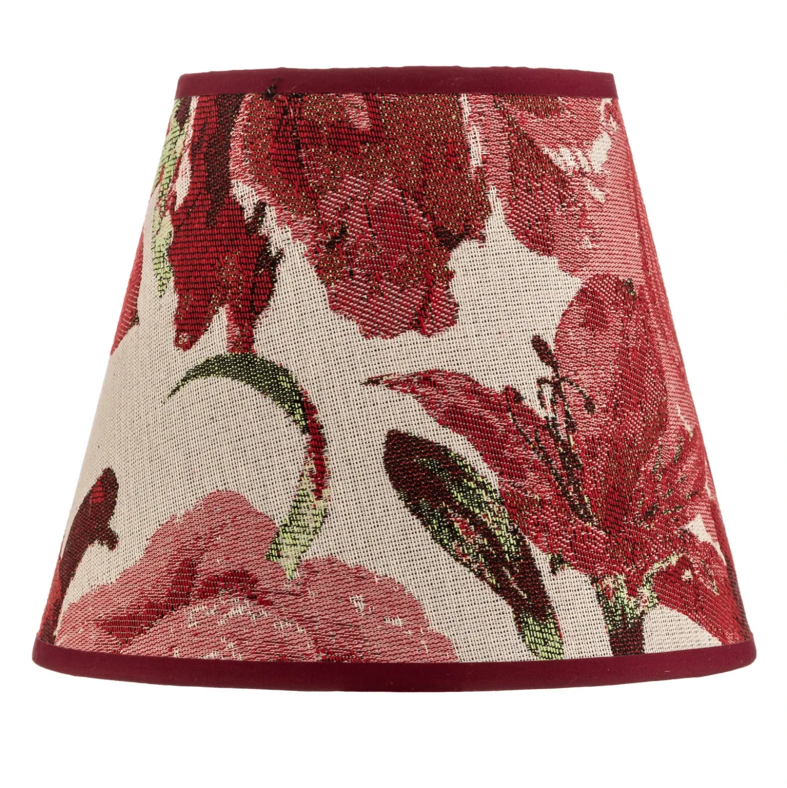 Pantalla de lámpara Sofia Altura 15,5 cm, estampado floral rojo