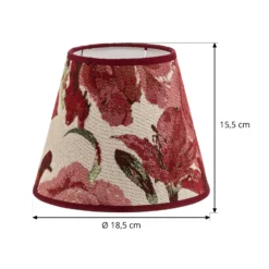 Pantalla de lámpara Sofia Altura 15,5 cm, estampado floral rojo