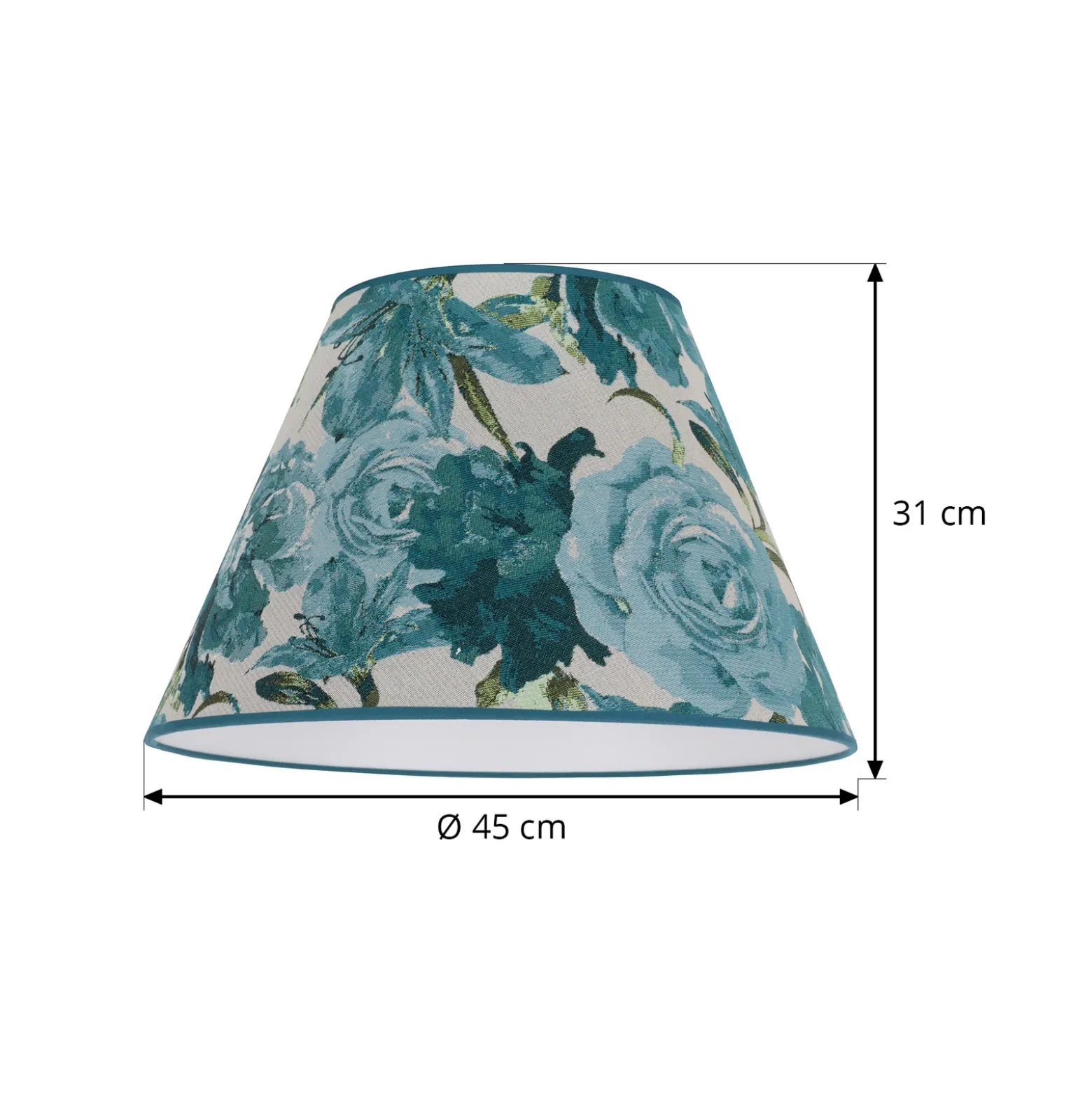 Pantalla de lámpara Sofia, altura 31 cm, estampado floral turquesa