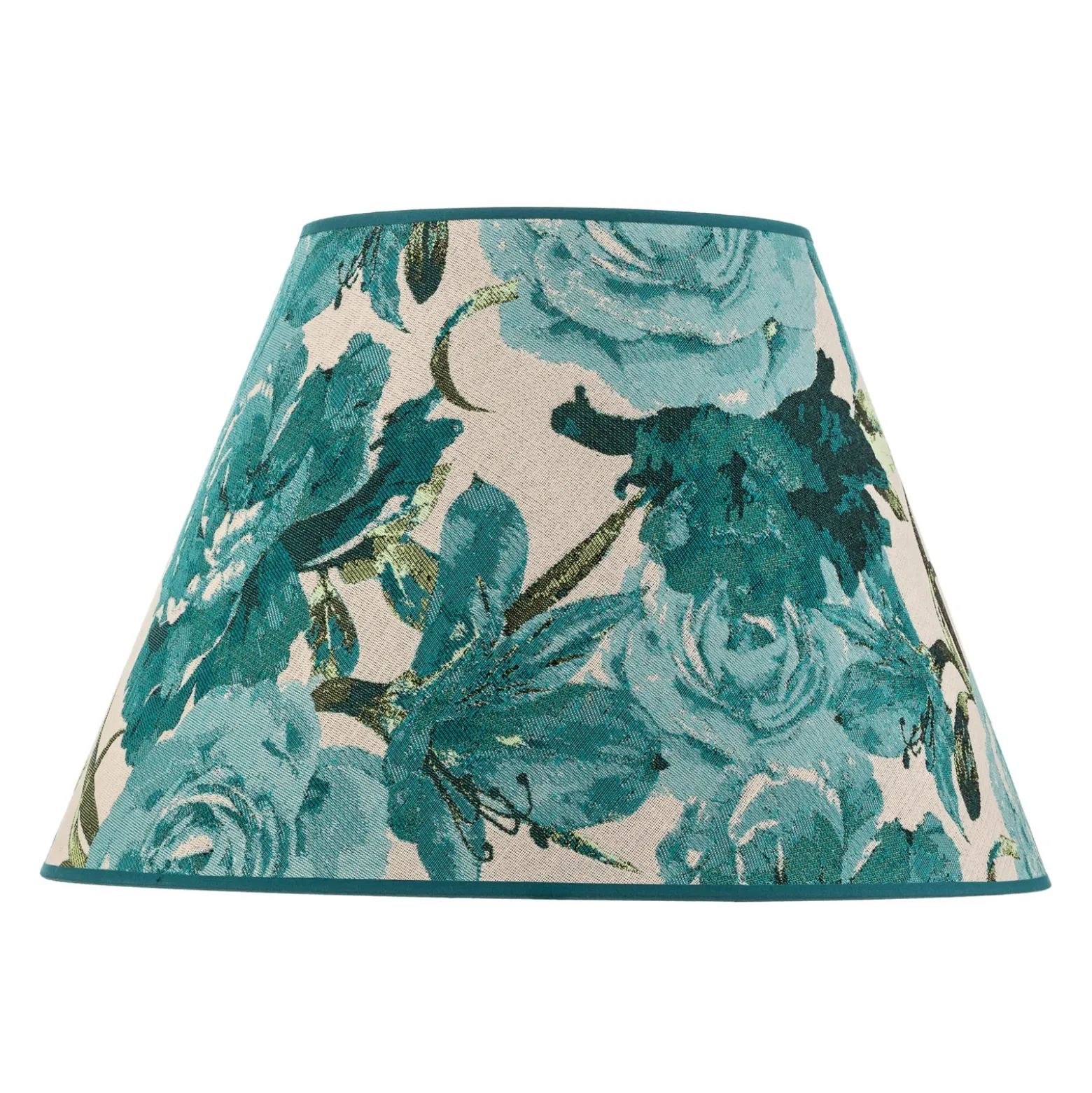 Pantalla de lámpara Sofia, altura 31 cm, estampado floral turquesa