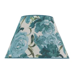 Pantalla de lámpara Sofia, altura 31 cm, estampado floral turquesa