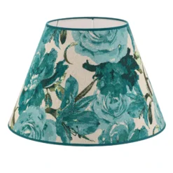 Pantalla de lámpara Sofia, altura 31 cm, estampado floral turquesa