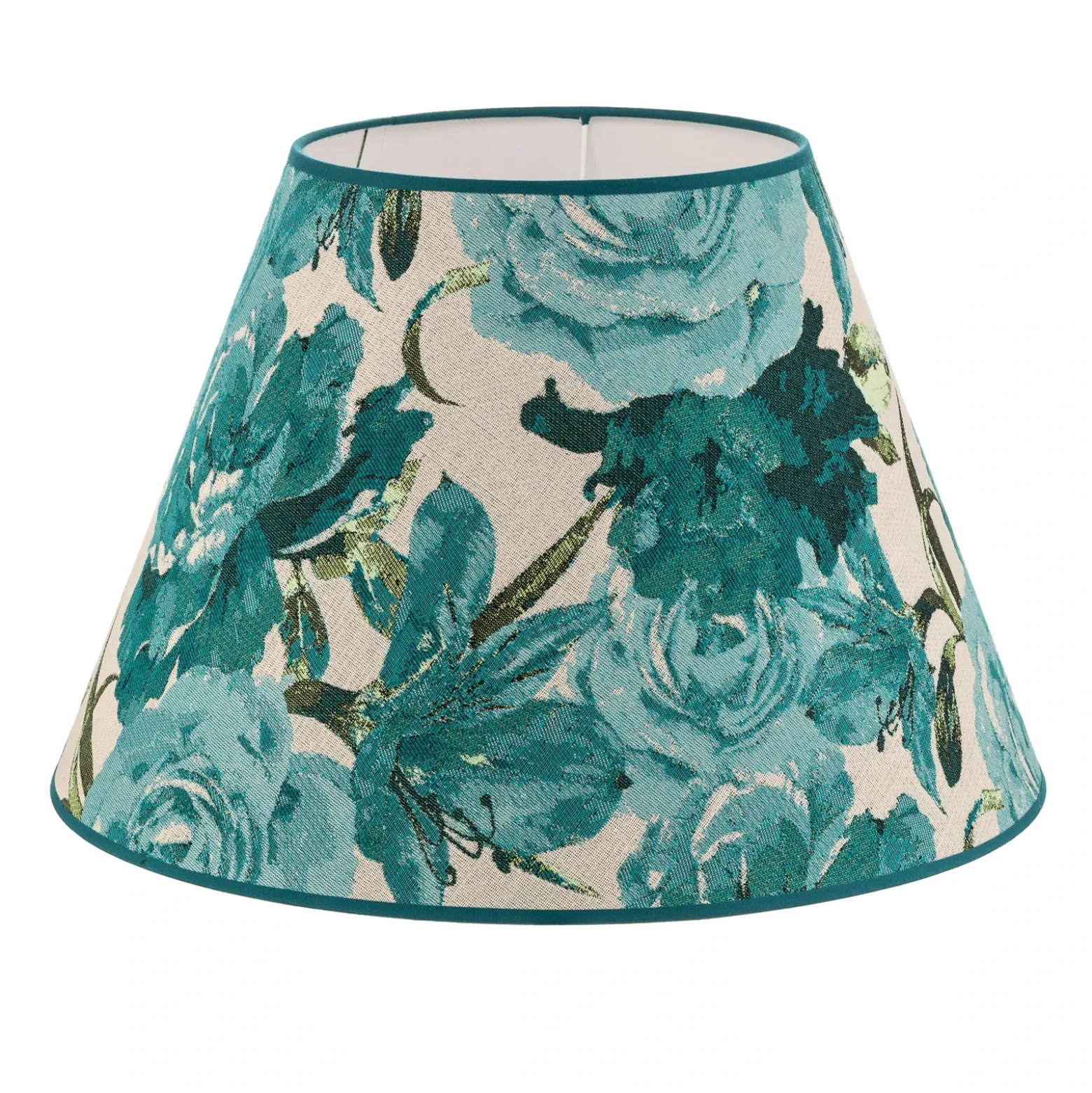 Pantalla de lámpara Sofia, altura 31 cm, estampado floral turquesa