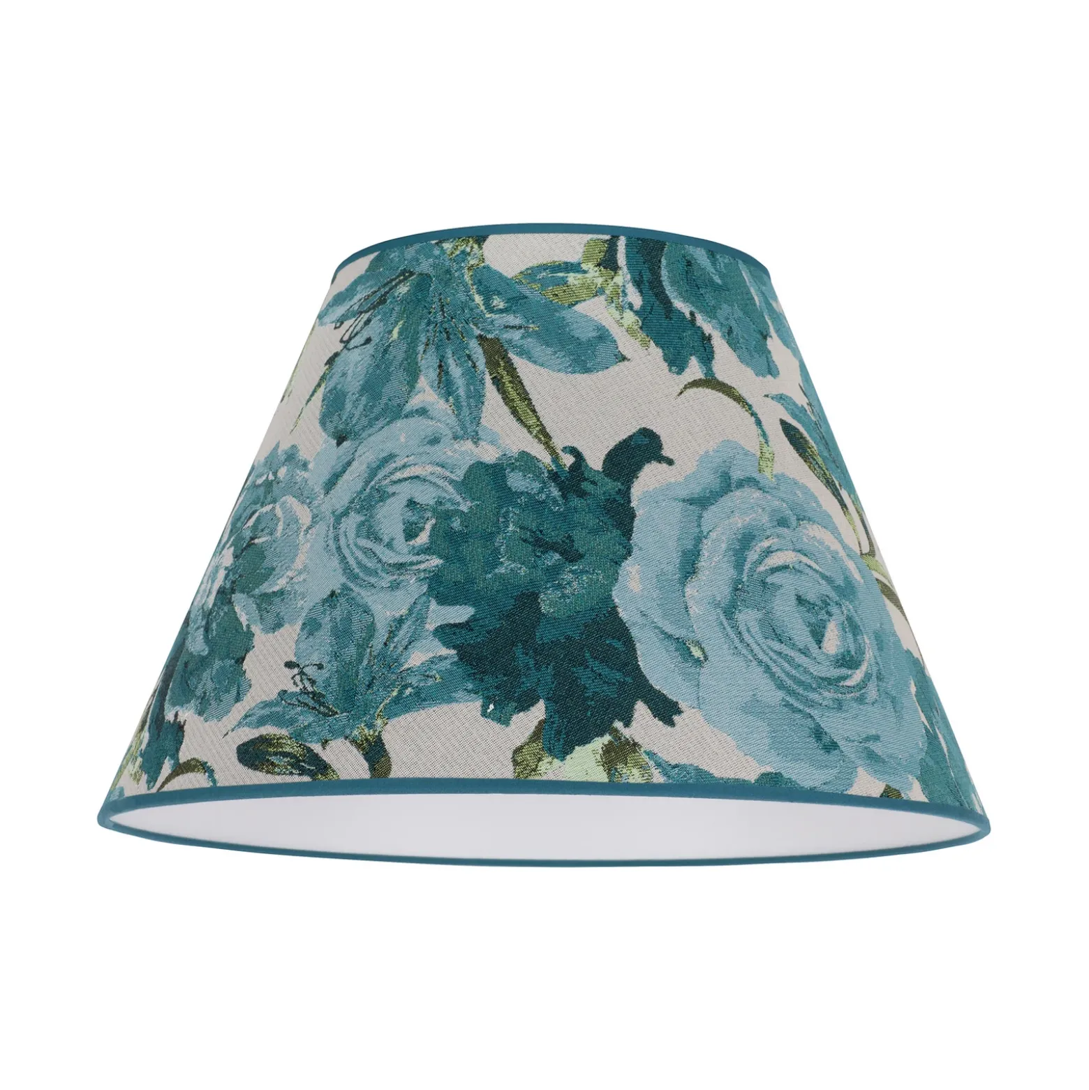 Pantalla de lámpara Sofia, altura 31 cm, estampado floral turquesa