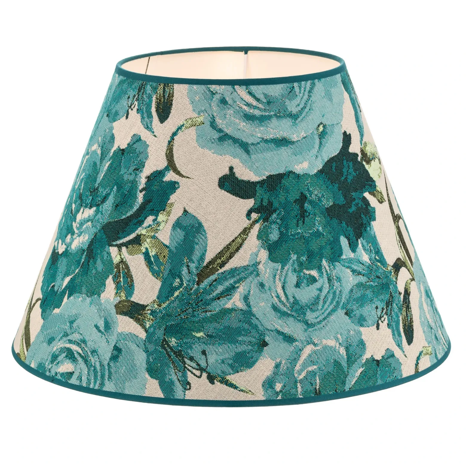 Pantalla de lámpara Sofia, altura 31 cm, estampado floral turquesa
