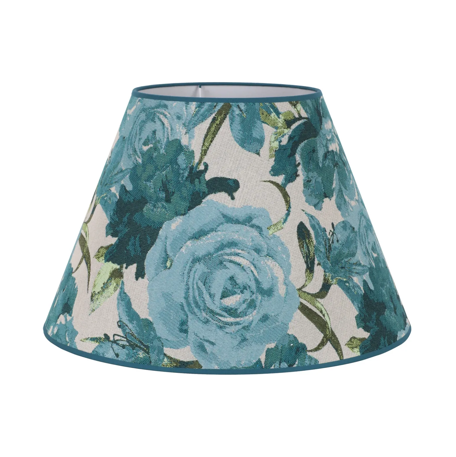 Pantalla de lámpara Sofia, altura 31 cm, estampado floral turquesa