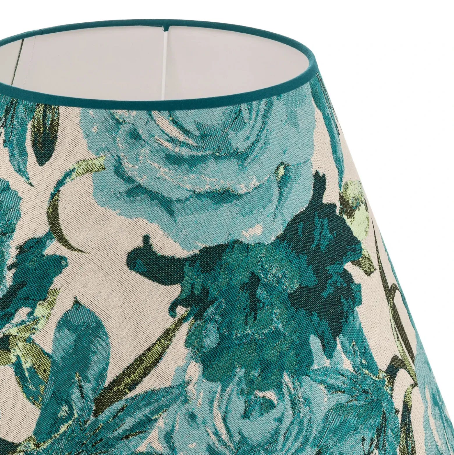 Pantalla de lámpara Sofia, altura 31 cm, estampado floral turquesa
