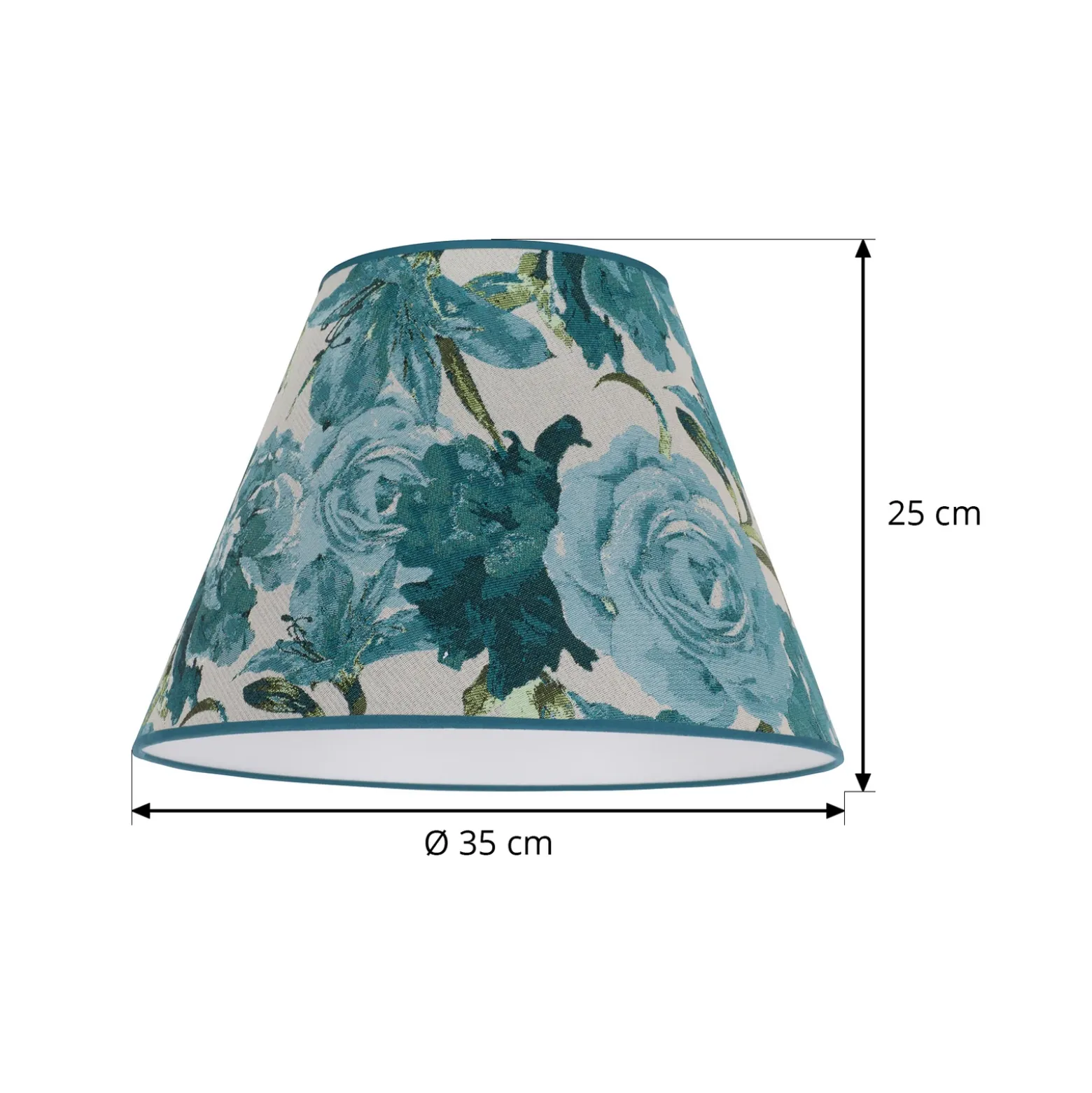 Pantalla de lámpara Sofia, altura 25 cm, estampado floral turquesa