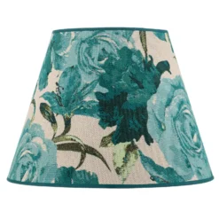 Pantalla de lámpara Sofia, altura 25 cm, estampado floral turquesa