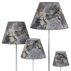 Pantalla de lámpara Sofia Altura 31 cm, estampado floral gris