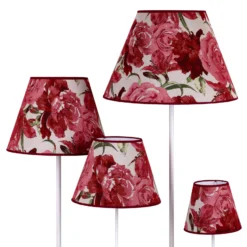 Pantalla de lámpara Sofia, altura 31 cm, estampado floral rojo