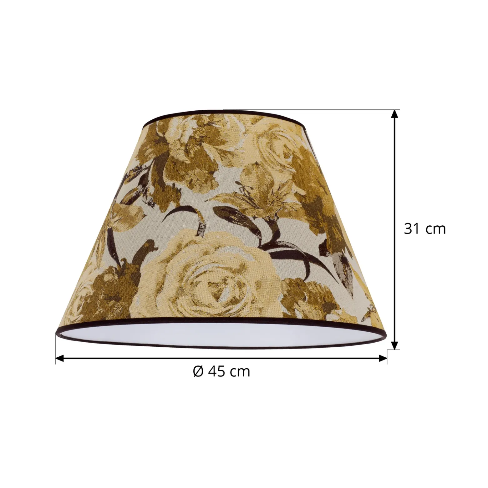 Pantalla de lámpara Sofia, altura 31 cm, estampado floral amarillo