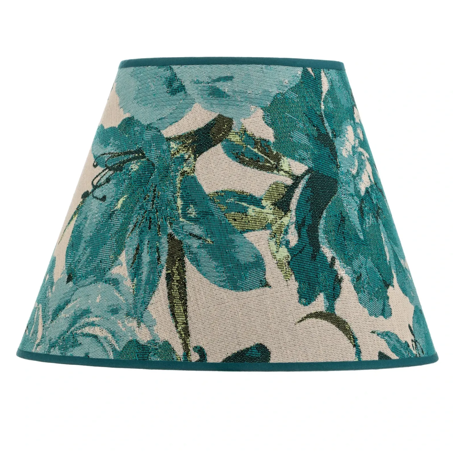 Pantalla de lámpara Sofia, altura 21 cm, estampado floral turquesa