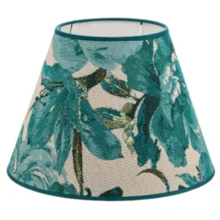 Pantalla de lámpara Sofia, altura 21 cm, estampado floral turquesa