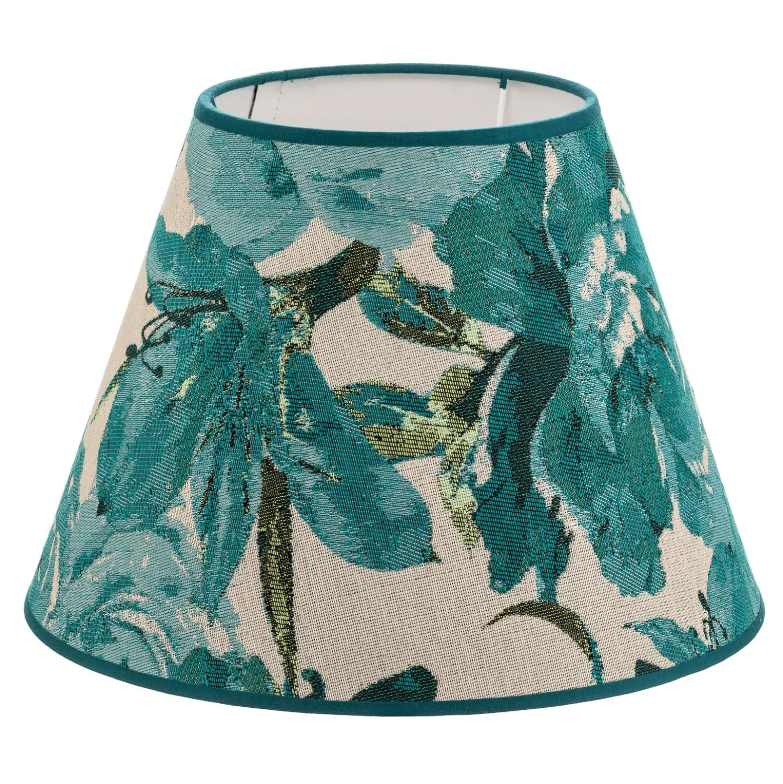 Pantalla de lámpara Sofia, altura 21 cm, estampado floral turquesa