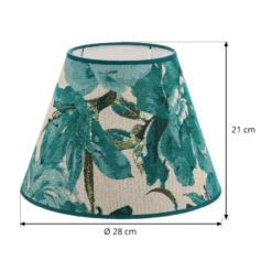 Pantalla de lámpara Sofia, altura 21 cm, estampado floral turquesa