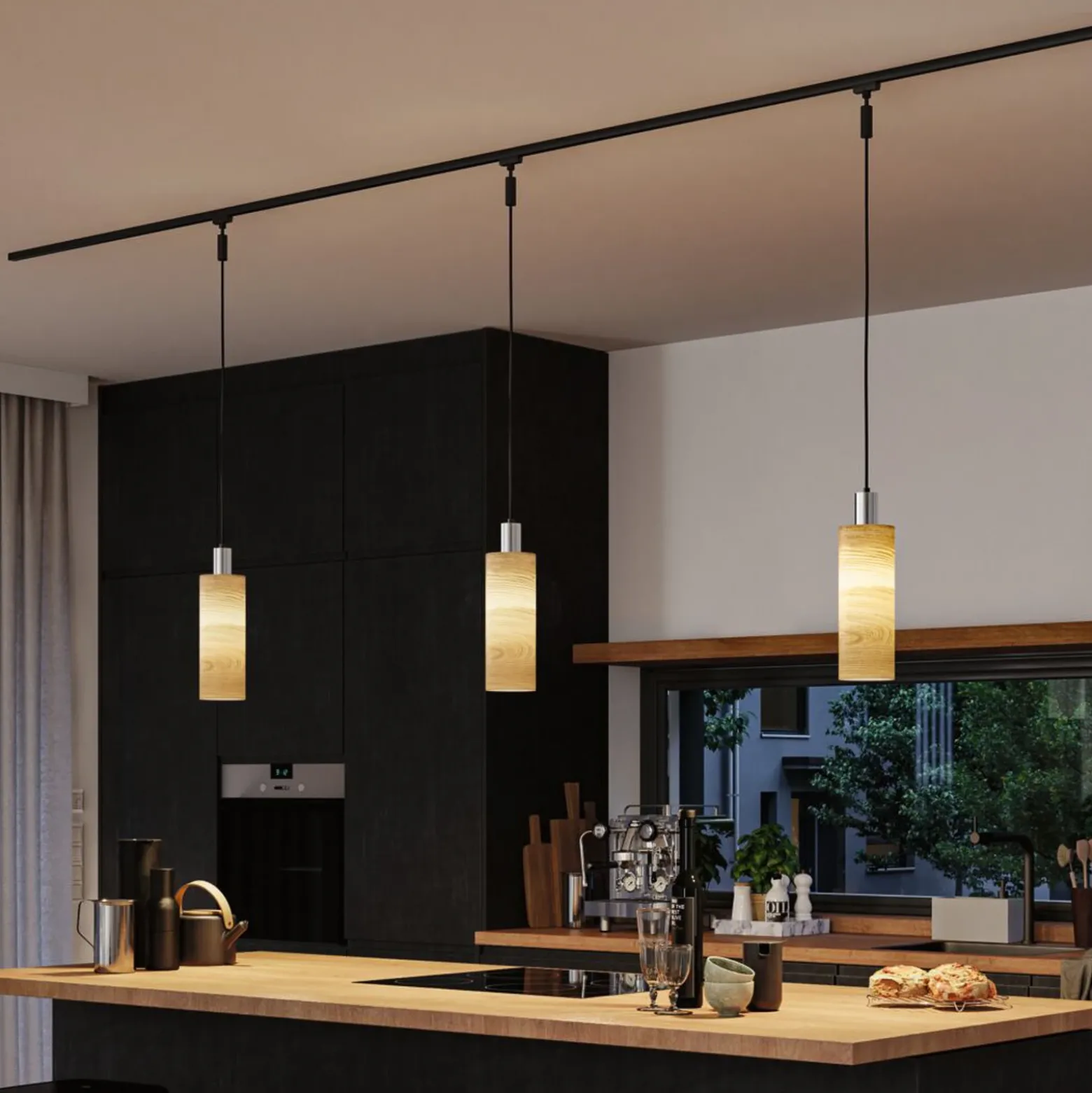 Pantalla Paulmann URail Vitus 2Easy, madera, Ø 11 cm