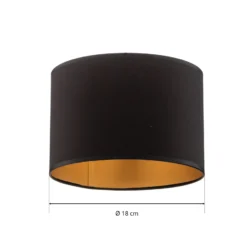 Pantalla Soho, negro/dorado, textil, Ø 18 cm