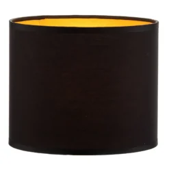 Pantalla Soho, negro/dorado, textil, Ø 18 cm