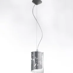 Papiro lámpara colgante con pantalla de cristal Ø 15 cm, plata