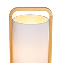 Pauleen Woody Charm lámpara mesa de tela y madera
