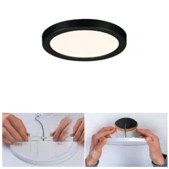 Paulmann Areo panel LED redondo negro 3000K Ø11,8cm